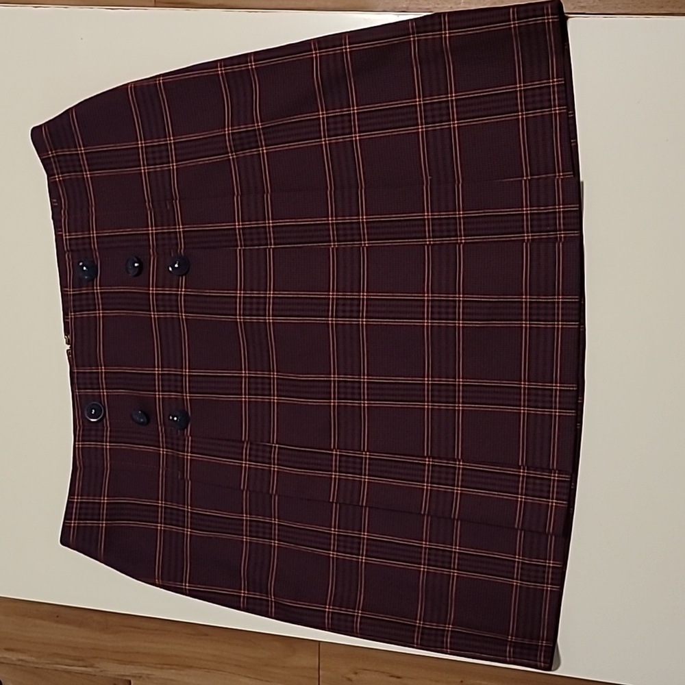 Tommy Hilfiger Burgundy Plaid A-Line Skirt